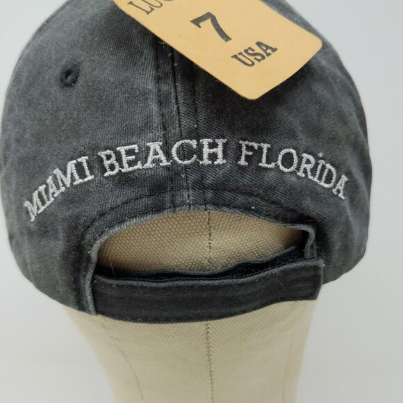 Lucky 7 USA Strapback Hat Miami Beach Florida Black Embroidered MB Logo W/Tags - Picture 9 of 14